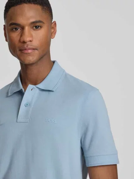 Koszulka polo Boss Orange z krótkim rękawem niebieska