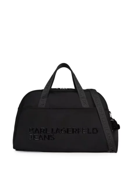 Geantă Karl Lagerfeld Jeans cu bretele cu autograf negru