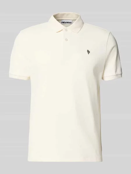 Koszulka polo o kroju nowoczesnym z wyhaftowanym logo Review biała