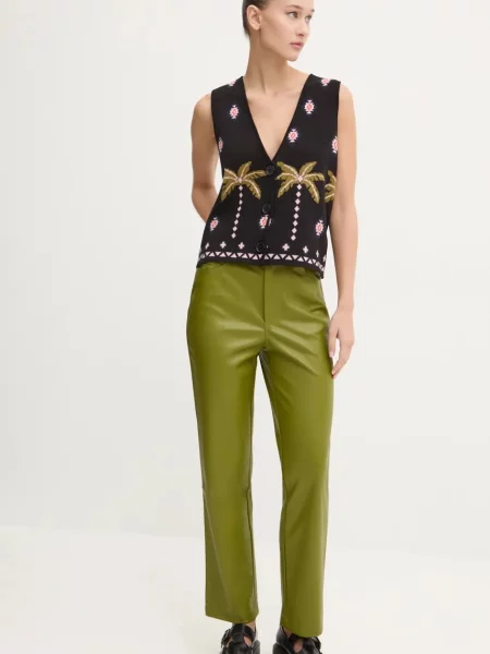 Штани Never Fully Dressed прямі висока посадка зелений