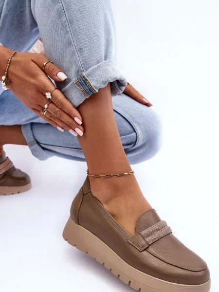 Полуотворени обувки Boto на платформе кафяво