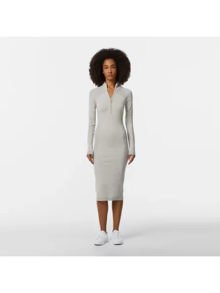 Lacoste Sukienka Z Długim Rękawem Half Zip Slim Fit szara