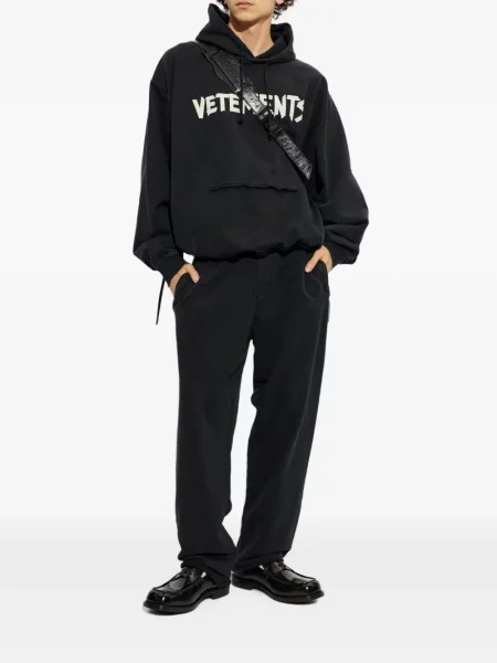 Bluza z kapturem Vetements z przetarciami czarna