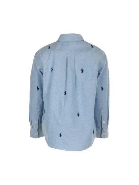Haftowane polo Ralph Lauren z twillu niebieskie
