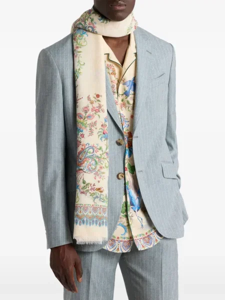 Fular Etro cu model floral cu imagine