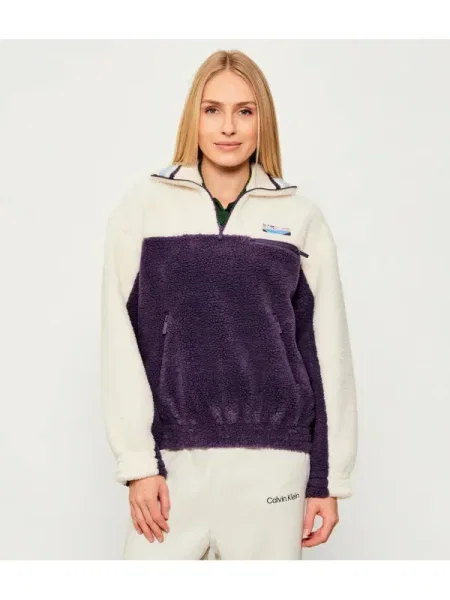 Lacoste Polár kabát Oversize sötétkék