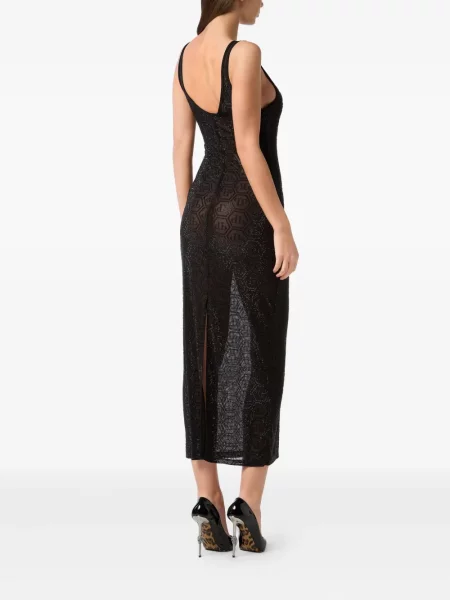 Rochie midi Philipp Plein din tul până la genunchi de costum negru