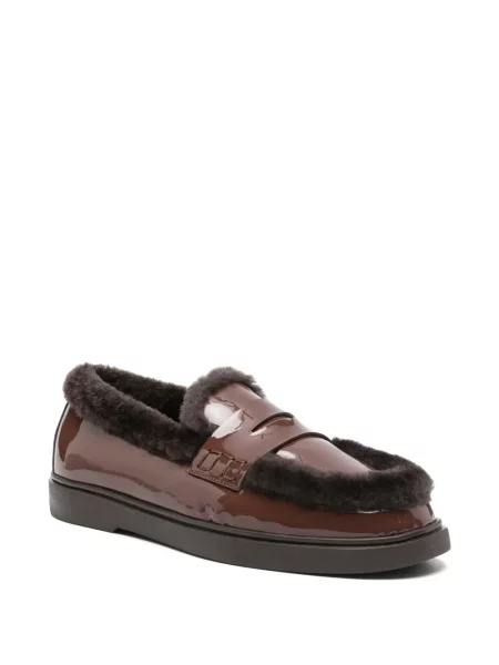 Kožené lakované loafers Roberto Festa hnědé