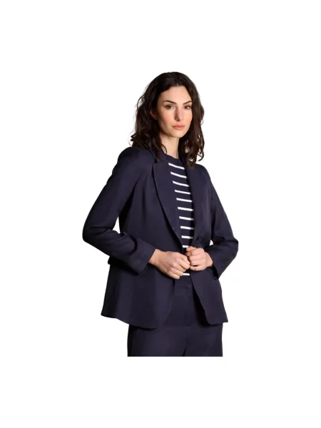 Lniana lniana marynarka Emme Di Marella niebieska