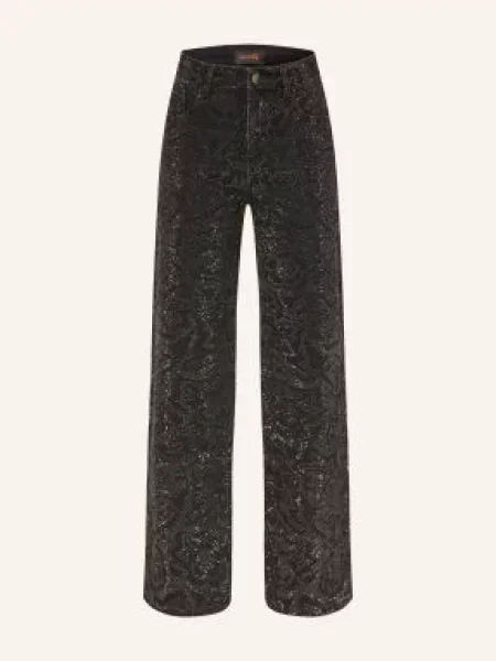 Miss Goodlife Jeansy Wide Leg Z Kamyczkami Ozdobnymi schwarz czarne
