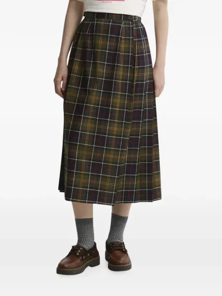 Карирана миди пола Barbour зелено