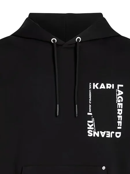 Húzózsinór kapucnis melegítő felső Karl Lagerfeld Jeans nyomtatás fekete