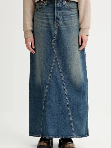 Levi's fustă jeans marin maxi drept albastru