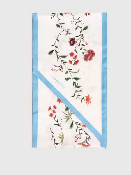 Шарф із шовку в квітковий принт Givenchy білий