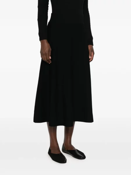 Fustă midi Le Petit Pulle tricotate negru