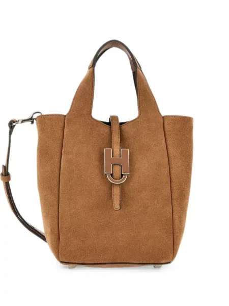 Geantă shopper Hogan din piele de căprioară maro