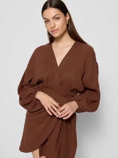 Bizuu sukienka MOULINS mini prosta MOULINS brązowy