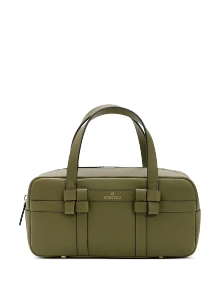 Geantă shopper La Portegna din piele verde