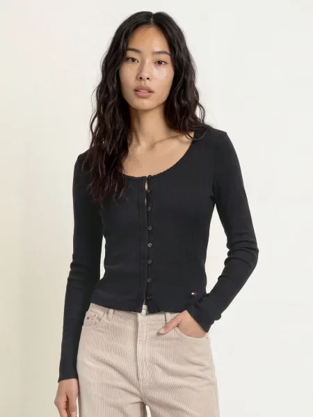 Tommy Jeans Tričko S Dlouhým Rukávem černá