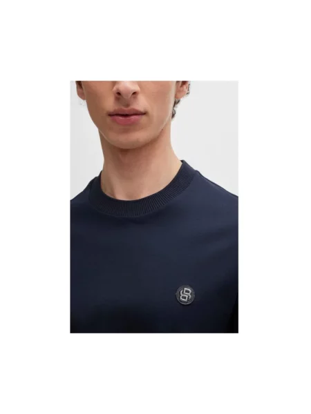 Boss Black Koszulki Mężczyzna Miękki T-shirt z monogramem niebieski