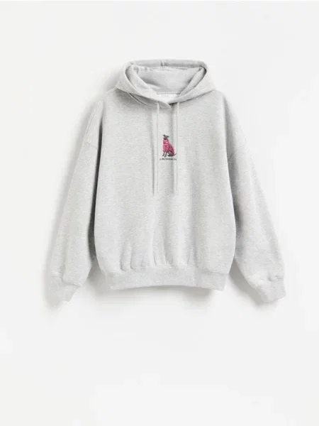 Hanorac sport Reserved cu broderie gri