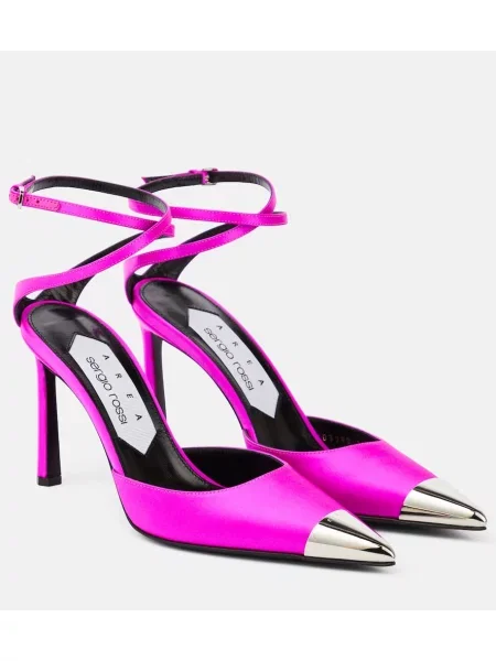 Pantofi cu toc Area din piele slingback roșu