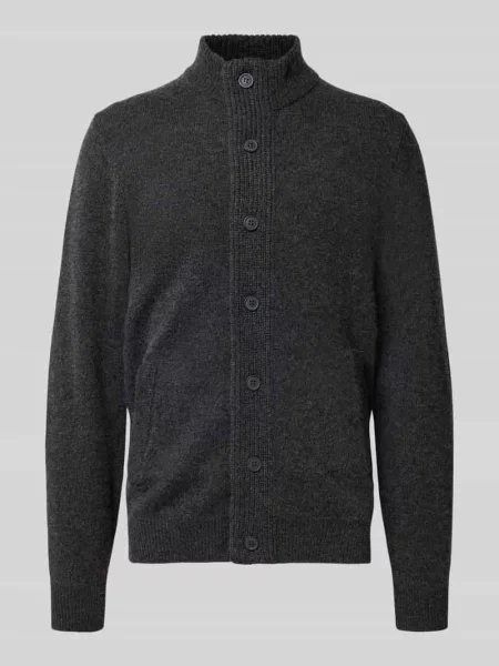 Kardigan Barbour wełniany z naszywkami szary