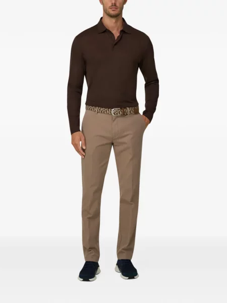 Tricou polo Boggi Milano de mătase maro