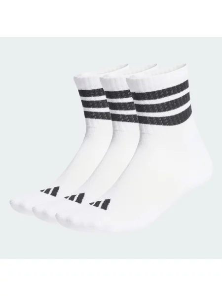 PONOŽKY 3 STRIPES CUSHIONED SPORTSWEAR MID CUT – 3 PÁRY bílé