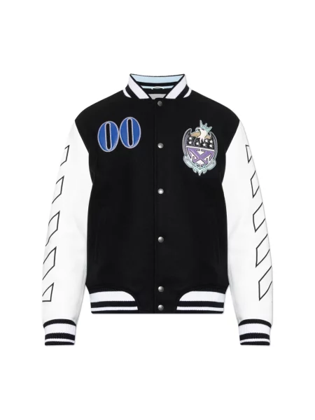 Ocieplany kurtka bomber Off-white wełniany biały