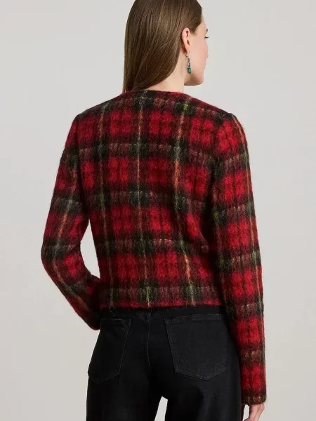 Піджак з домішкою вовни Lauren Ralph Lauren однобортний візерунок червоний