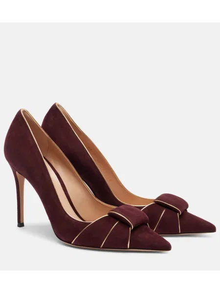 Pantofi cu toc Gianvito Rossi din piele de căprioară bordo