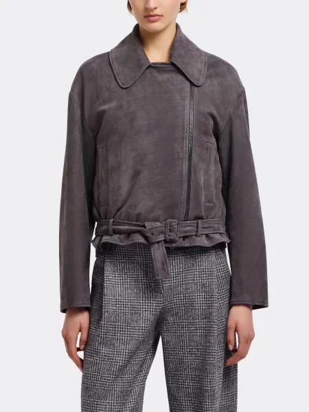 Шкіряна Шкіряна куртка Emporio Armani сірий