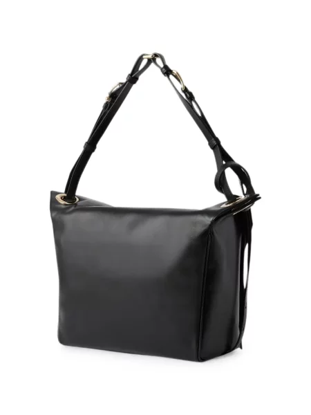 Kožená kabelka Furla s autogramem černá
