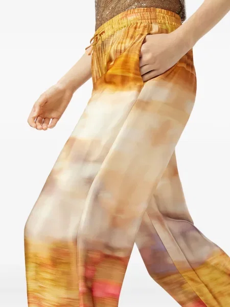 Spodnie Pinko z nadrukiem w abstrakcyjne wzory żółte