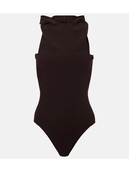 Body Courreges drapowany brązowy