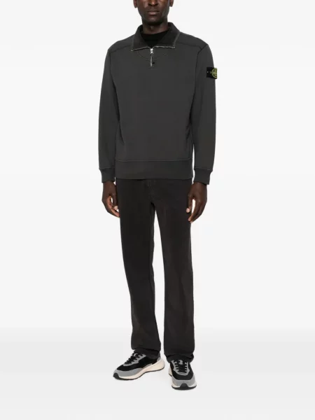 Hanorac cu fermoar Stone Island cu strasuri gri