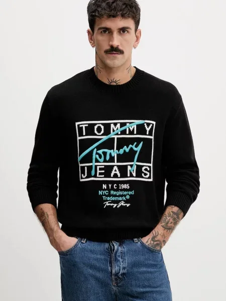 Tommy Jeans πουλόβερ μαύρο