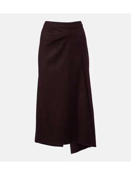 Fustă midi Victoria Beckham de lână drapată