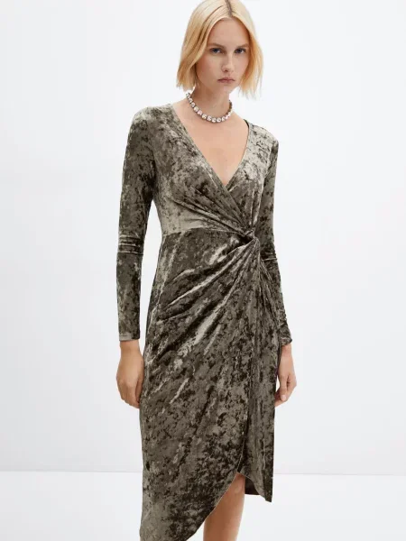 MANGO Xmarti Сукня міді хакі