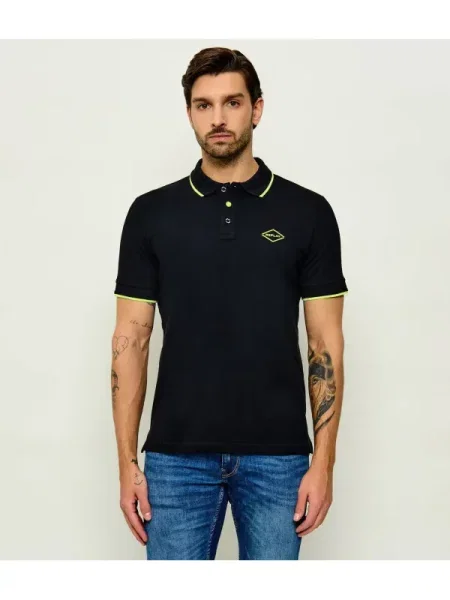 Tricou polo Replay stretch negru