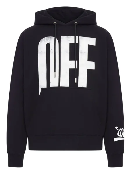 Hanorac cu glugă Off-white cu imagine alb
