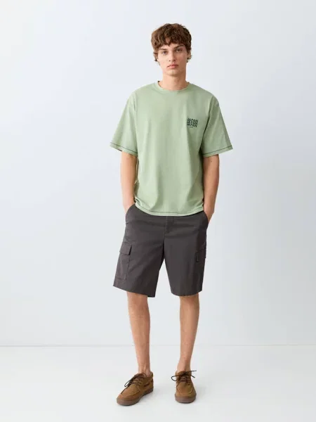 Wzorzysty t-shirt zieleń Teen S MANGO TEEN miętowa