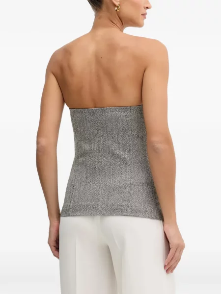 Top Sisley cu model herringbone fără bretele gri