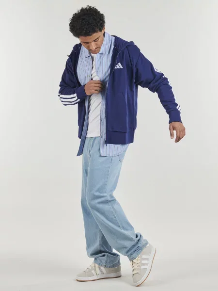 Geacă Adidas cu dungi din material terry albastru