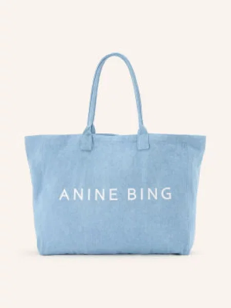 Plátěná shopper kabelka Anine Bing modrá