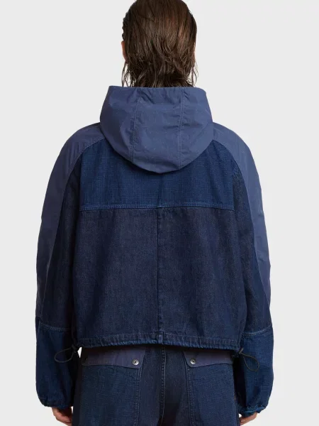 Джинсова куртка G-star Raw з капюшоном синя