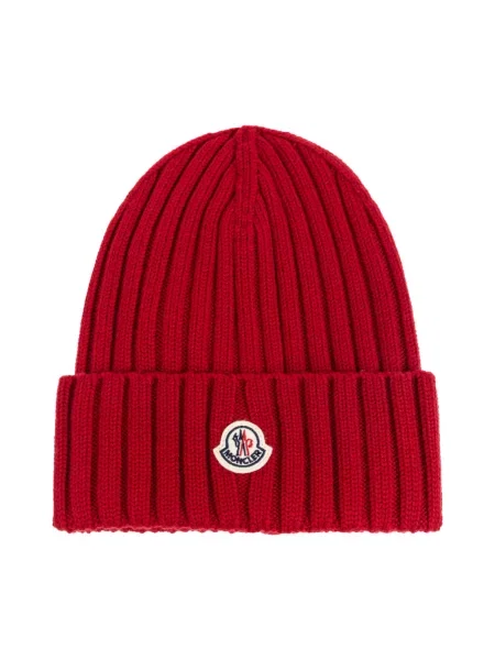 Czapka Moncler wełniana z logo czerwona