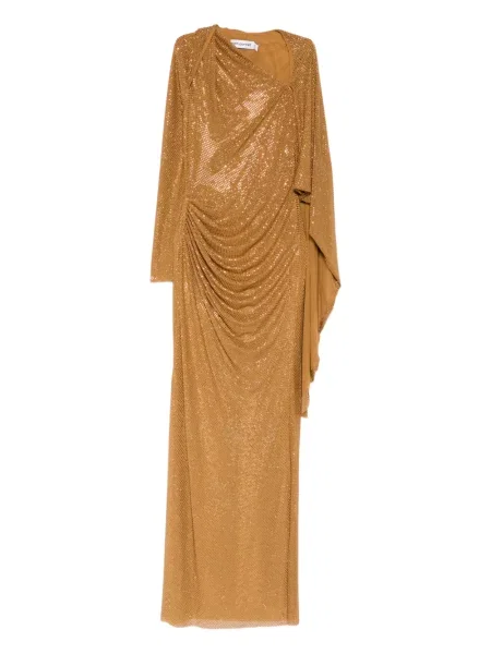 Rochie maxi Self-portrait drapată de costum auriu