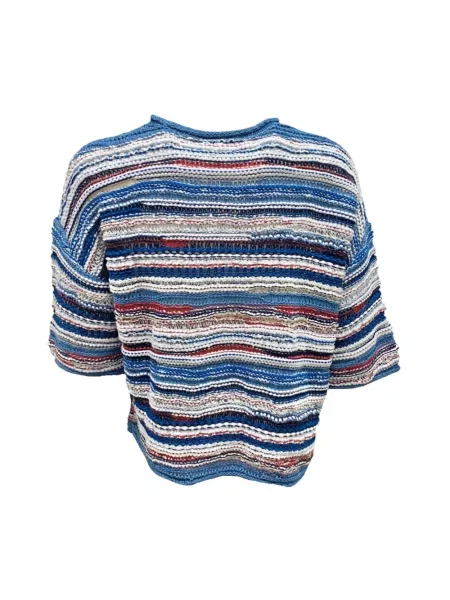 Sweter Oui z krótkim rękawem z cekinami biały